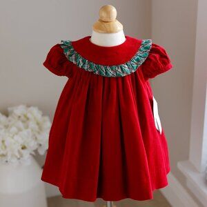 Red Cotton Corduroy Float Dress Plaid Trim Bailey Boys NWT Portrait Fall Winter